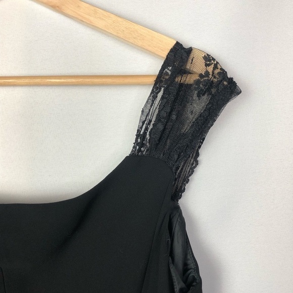 Evan Picone Black Sheath Lace Cap Sleeve Knee Length Dress 10 - Picture 3 of 5